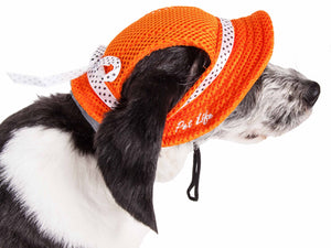 Pet Life ® 'Sea Spot Sun' Uv Protectant Adjustable Fashion Mesh Brimmed Dog Hat Cap - Pet Totality