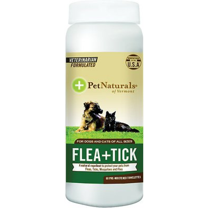 Pet Naturals Of Vermont Dog  Protect Flea & Tick Wipes 60Ct