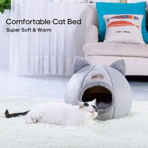 Pet Totality Gray Kitty Cat Shaped Bed With Detachable Pad: L, M - Pet Totality