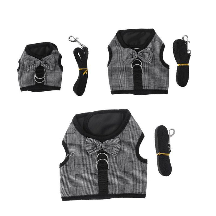 Pet Totality Gray Small Animal Vest With Bow & Leash S/M/L
