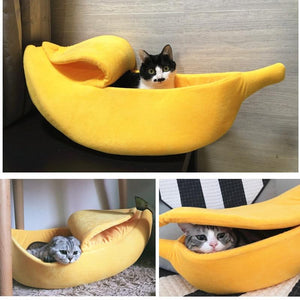 Pet Totality Soft, Plush Banana Bed for Cats & Dogs: S, M, L, XL - Pet Totality