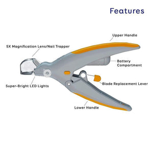 Pet Totality Stainless Steel LED Magnifying Nail Clipper, Yellow - Pet Totality