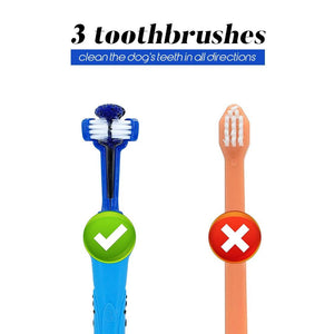 Pet Totality Three Sided Rubber Dog Toothbrush - Pet Totality