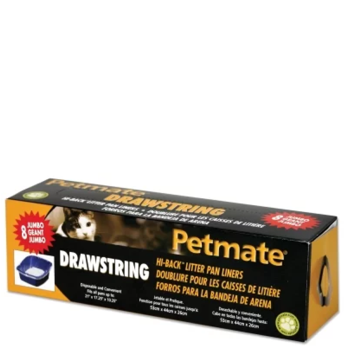 Petmate Hi Back Pan Drawstring Liners 8Ct Jumbo