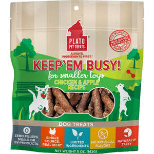 Plato Dog Keep 'Em Busy Chicken & Apple Treats Small 5Oz - Pet Totality