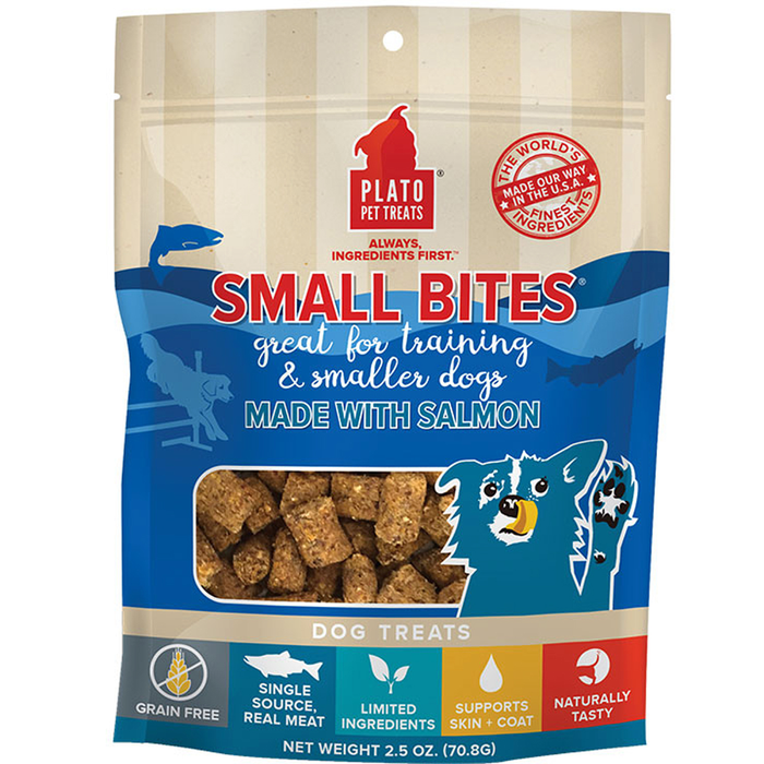 Plato Dog Small Bites  Grain Free Salmon 2.5 Oz.