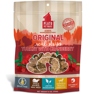 Plato Dog Strips Grain Free Turkey Cranberry 6Oz - Pet Totality