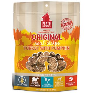 Plato Dog Strips Grain Free Turkey Pumpkin 6Oz - Pet Totality