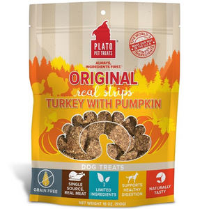 Plato Dog Strp Grain Free Turkey Pumpkin 18 Oz. - Pet Totality