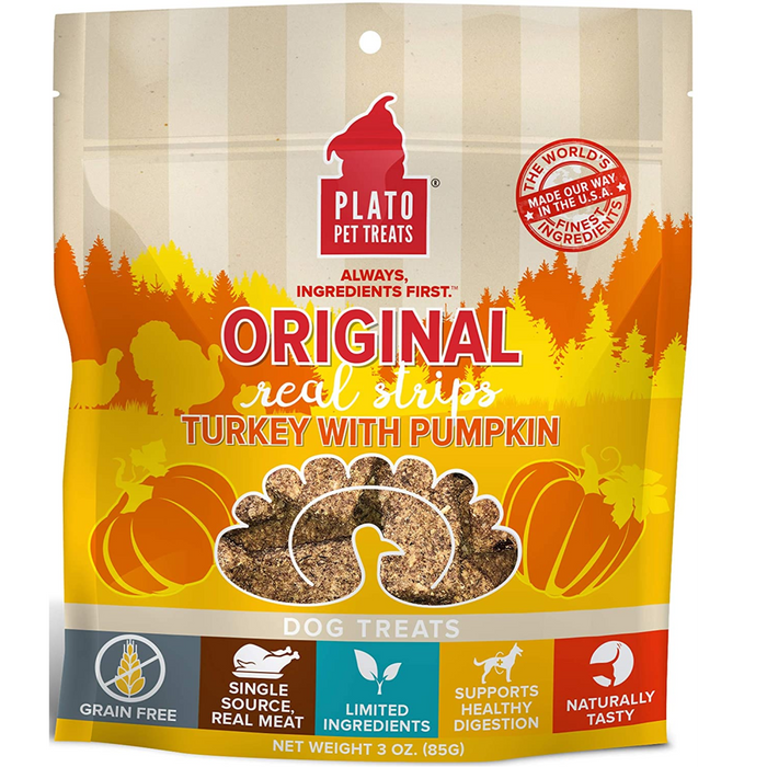 Plato Dog Strp Grain Free Turkey Pumpkin 3 Oz.