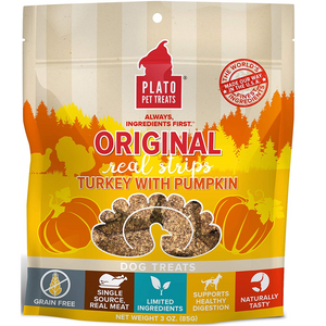 Plato Dog Strp Grain Free Turkey Pumpkin 3 Oz. - Pet Totality