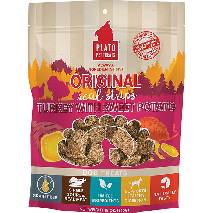 Plato Dog Strp Grain Free Turkey Sweet Potato   18 Oz.
