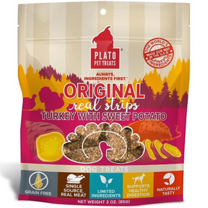 Plato Dog Strp Grain Free Turkey Sweet Potato   3 Oz. - Pet Totality