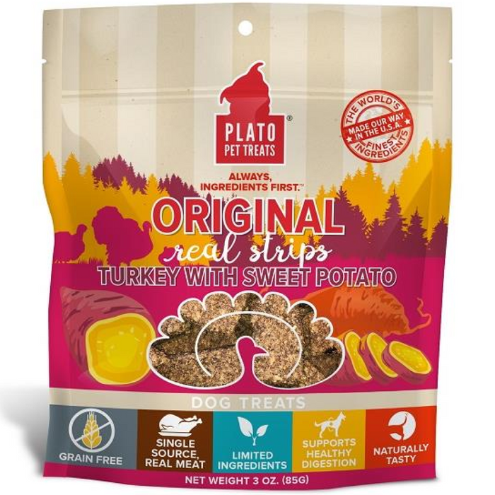 Plato Dog Strp Grain Free Turkey Sweet Potato   3 Oz.