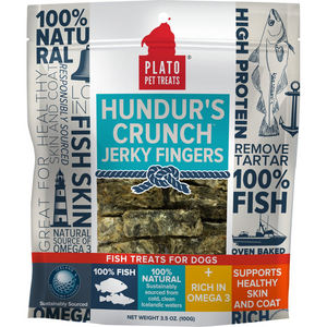 Plato Hundurs Crunch Jerky Fingers Fish Dog Treats, 3.5Oz - Pet Totality
