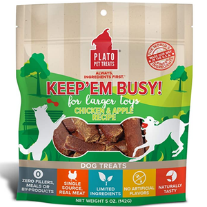 Plato Keep 'Em Busy Chicken & Apple Treats Large 5Oz - Pet Totality