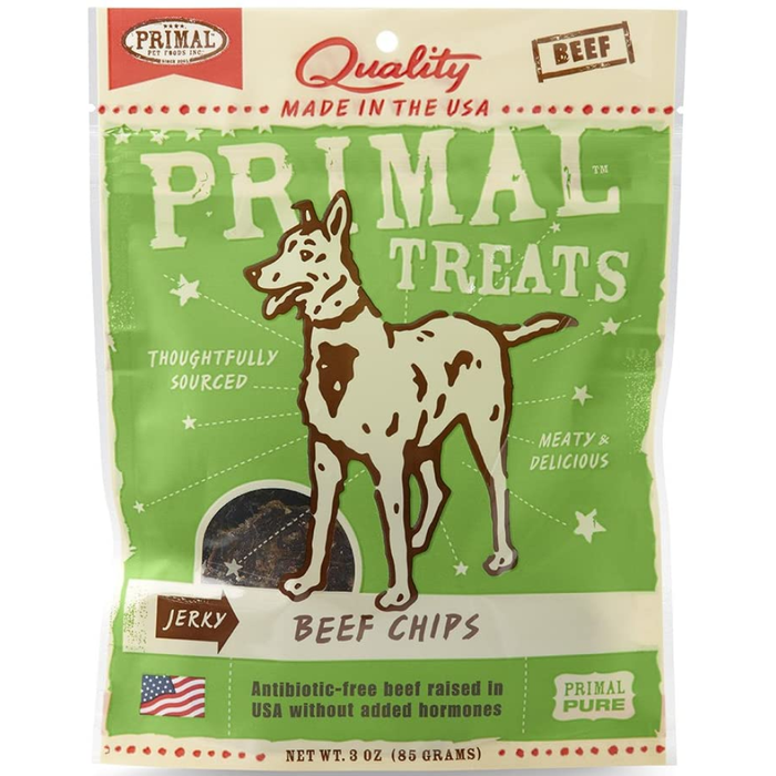 Primal Jerky Beef Chips Dog Treats, 3-Oz. Bag