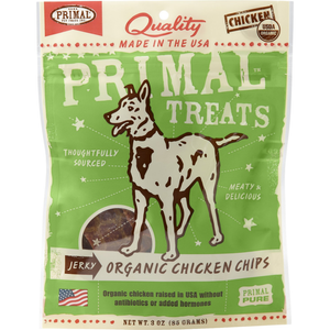Primal Jerky Organic Chicken Chips Dog Treats, 3-Oz. Bag - Pet Totality