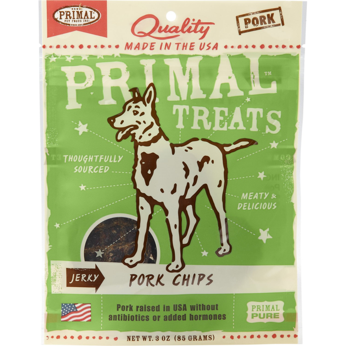 Primal Jerky Pork Chips Dog Treats, 3-Oz. Bag