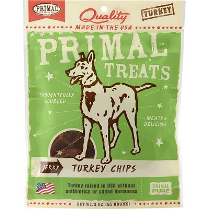 Primal Jerky Turkey Chips Dog Treats, 3-Oz. Bag