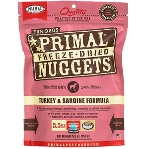 Primal Pet Foods Freeze Dried Dog  Food 5.5 Oz.- Turkey Sardine - Pet Totality