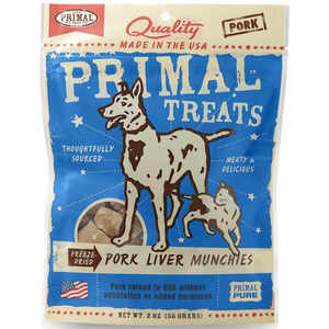 Primal Pork Liver Munchies Freeze-Dried Dog & Cat Treats, 2-Oz. Bag - Pet Totality