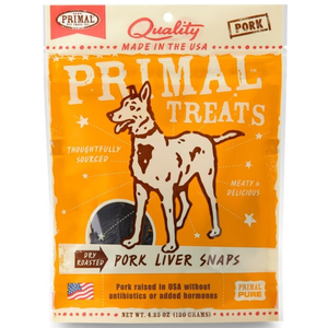 Primal Pork Liver Snaps Dry Roasted Dog Treats, 4.25-Oz. Bag - Pet Totality