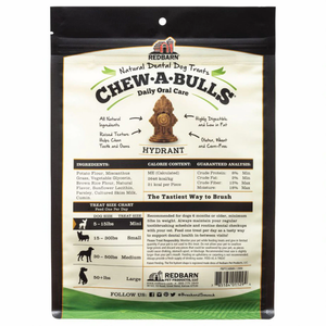 Redbarn Chew-A-Bulls Hydrant Dental Dog Treat Small 75Ct - Pet Totality