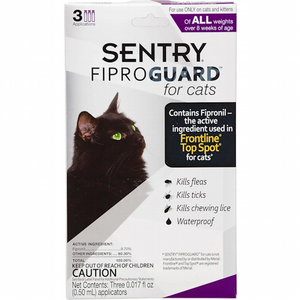 Sentry Fiproguard Cat Flea & Tick Squeeze-On 3Ct - Pet Totality