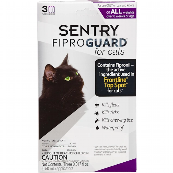 Sentry Fiproguard Cat Flea & Tick Squeeze-On 3Ct
