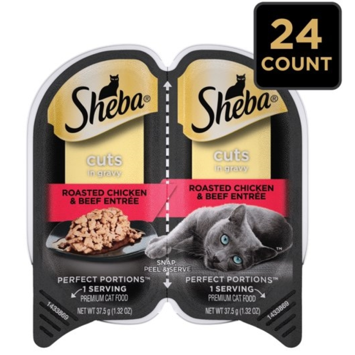 Sheba Perfect Portions Chicken And Beef Cuts Wet Cat Food 24Ea/2.6Oz