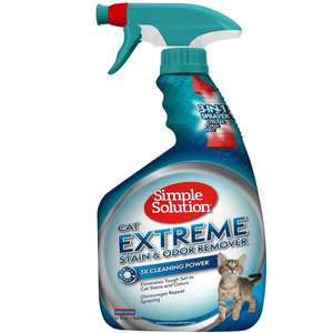 Simple Solution Cat Extreme Stain & Odor Remover/Pro-Bacteria And Enzyme Formula, 32 Oz - Pet Totality