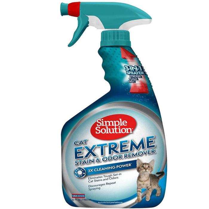 Simple Solution Cat Extreme Stain & Odor Remover/Pro-Bacteria And Enzyme Formula, 32 Oz