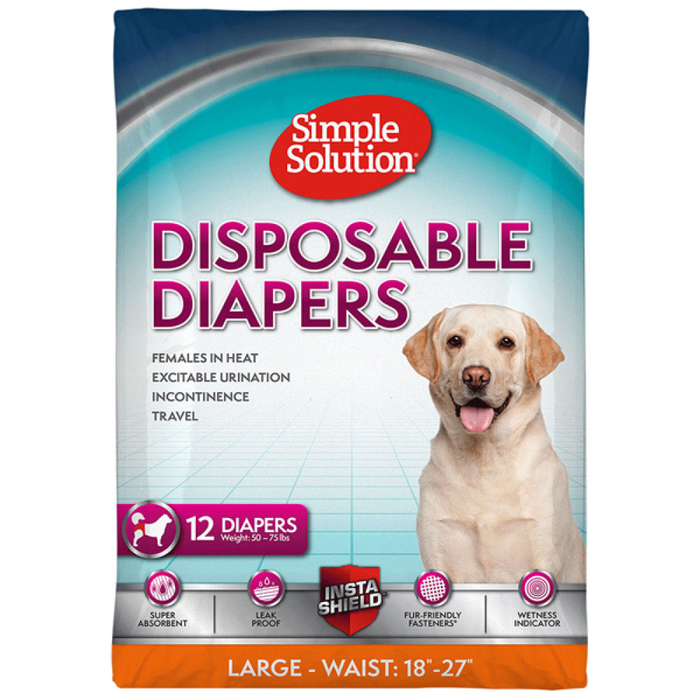 Simple Solution Disposable Female Dog Diapers, Large, 12 Pack