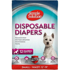 Simple Solution Disposable Female Dog Diapers, Small, 12 Pack - Pet Totality