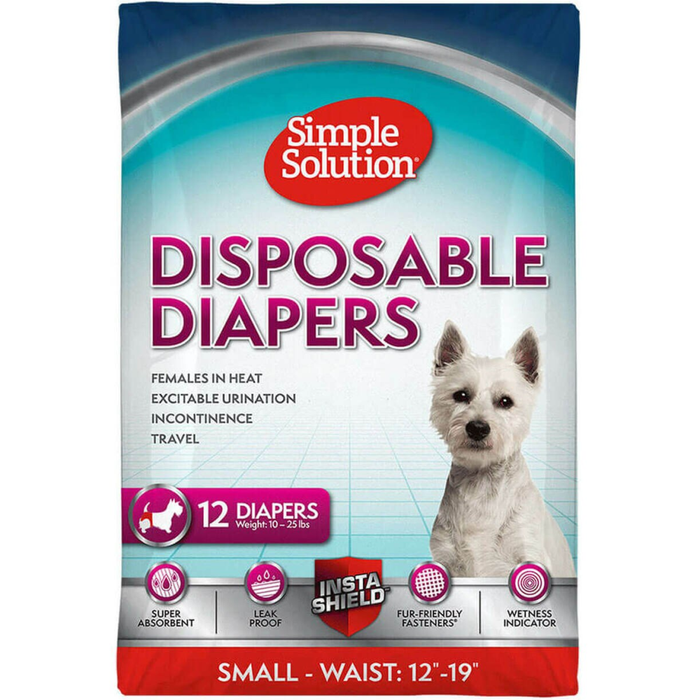 Simple Solution Disposable Female Dog Diapers, Small, 12 Pack