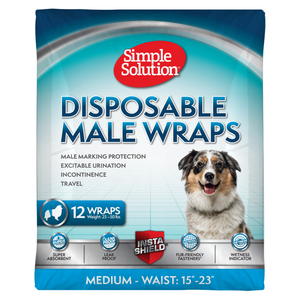Simple Solution Disposable Male Dog Wrap, Medium, 12 Ct - Pet Totality