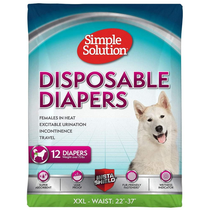 Simple Solution True Fit Disposable Female Dog Diaper Xxl, 12 Ct