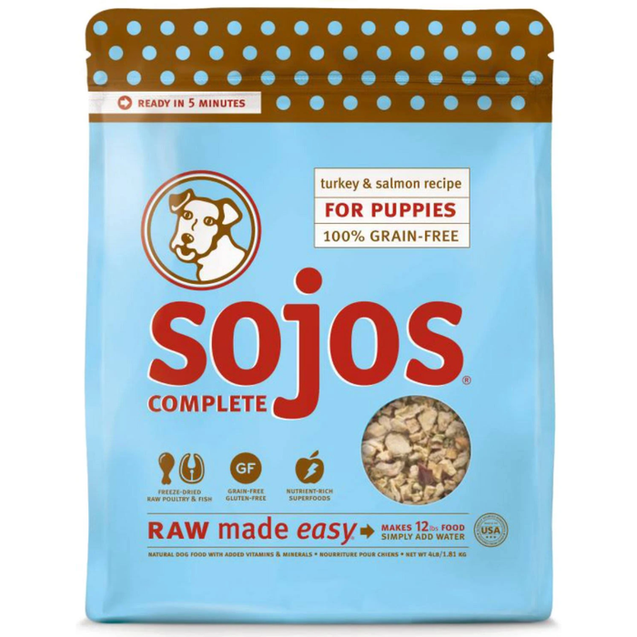 Sojos Dog Freeze-Dried Complete Puppy Turkey Salmon 1Lb