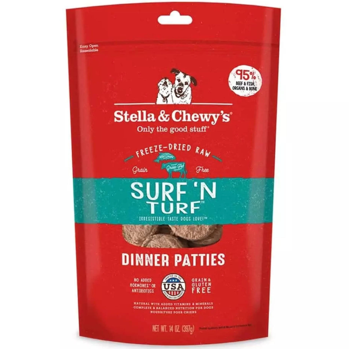 Stella & Chewys Dog Freeze-Dried Dinner Patties Surf & Turf 25Oz