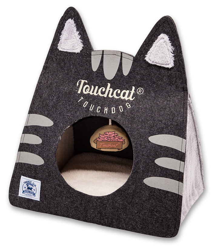 Touchcat 'Kitty Ears' Travel On-The-Go Collapsible Folding Cat Pet Bed House With Toy