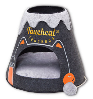 Touchcat Molten Lava Designer Triangular Cat Pet Kitty Bed House With Toy - Pet Totality