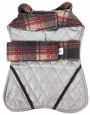 Touchdog  2-In-1 Tartan Plaided Dog Jacket With Matching Reversible Dog Mat - Pet Totality