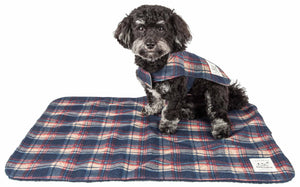 Touchdog  2-In-1 Tartan Plaided Dog Jacket With Matching Reversible Dog Mat - Pet Totality