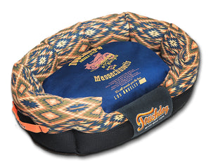 Touchdog 70's Vintage-Tribal Throwback Diamond Patterned Ultra-Plush Rectangular Rounded Dog Bed - Pet Totality