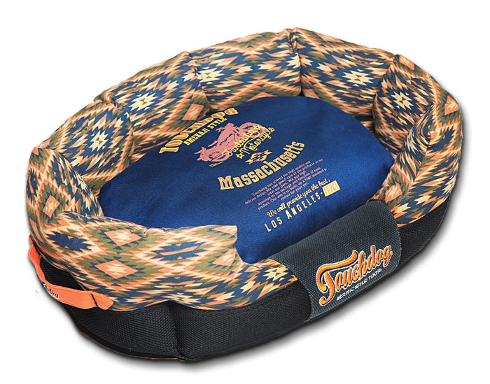 Touchdog 70's Vintage-Tribal Throwback Diamond Patterned Ultra-Plush Rectangular Rounded Dog Bed