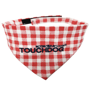 Touchdog 'Bad-to-the-Bone' Plaid Patterned Fashionable Velcro Bandana - Pet Totality