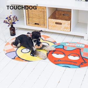 Touchdog Cartoon Crabby Tooth Monster Rounded Cat and Dog Mat - Pet Totality