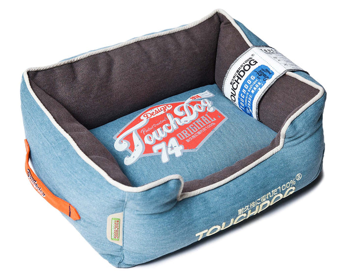 Touchdog Original Sporty Vintage Throwback Reversible Plush Rectangular Dog Bed
