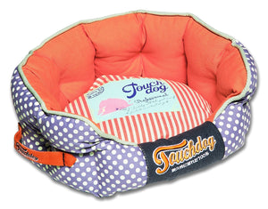 Touchdog Polka-Striped Polo Rounded Fashion Dog Bed - Pet Totality